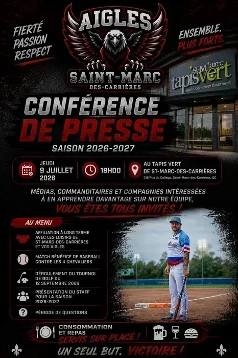 LHSAAQ, AIGLES DE SAINT-MARC, CONFÉRENCE DE PRESSE, SUR LA BANDE.COM Y SERA