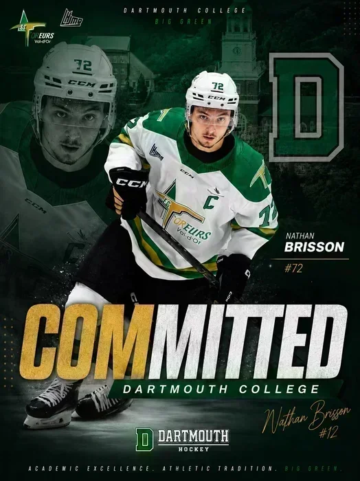 Nathan Brisson s'engage avec Dartmouth College pour la saison 2027-2028