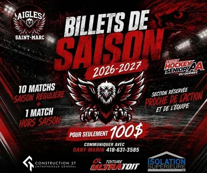 LHSAAQ : LE CALENDRIER 2026-2027 DES AIGLES DE SAINT-MARC EST OFFICIEL !