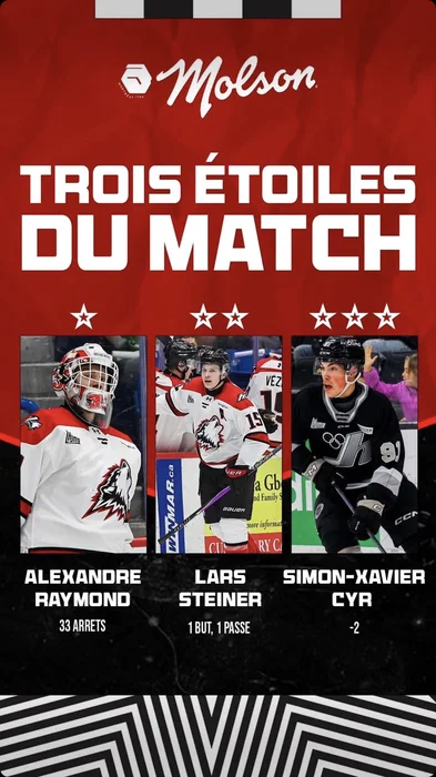 Les 3 étoiles du match.