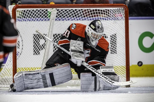Zach Pelletier, ancien gardien de but des Olympiques, échangé pendant la mi-saison aux Huskies de Rouyn-Noranda. Crédit: Jonathan Roy