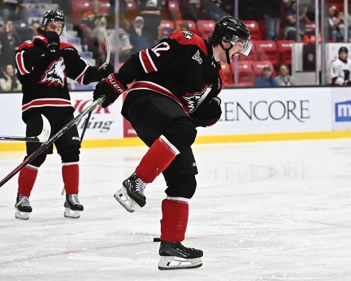 Eliot Ogonowski donne les devants aux Huskies en début de troisième période.&nbsp;